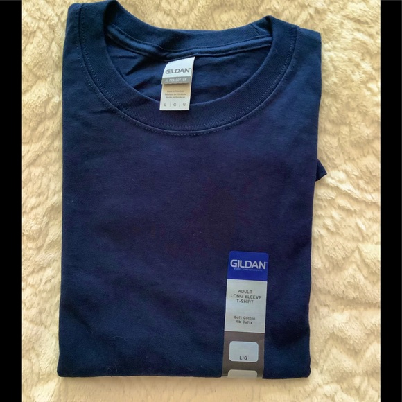 🆕 Gildan Adult Large Long Sleeve Shirt - Dark Blue/Navy - Picture 1 of 3